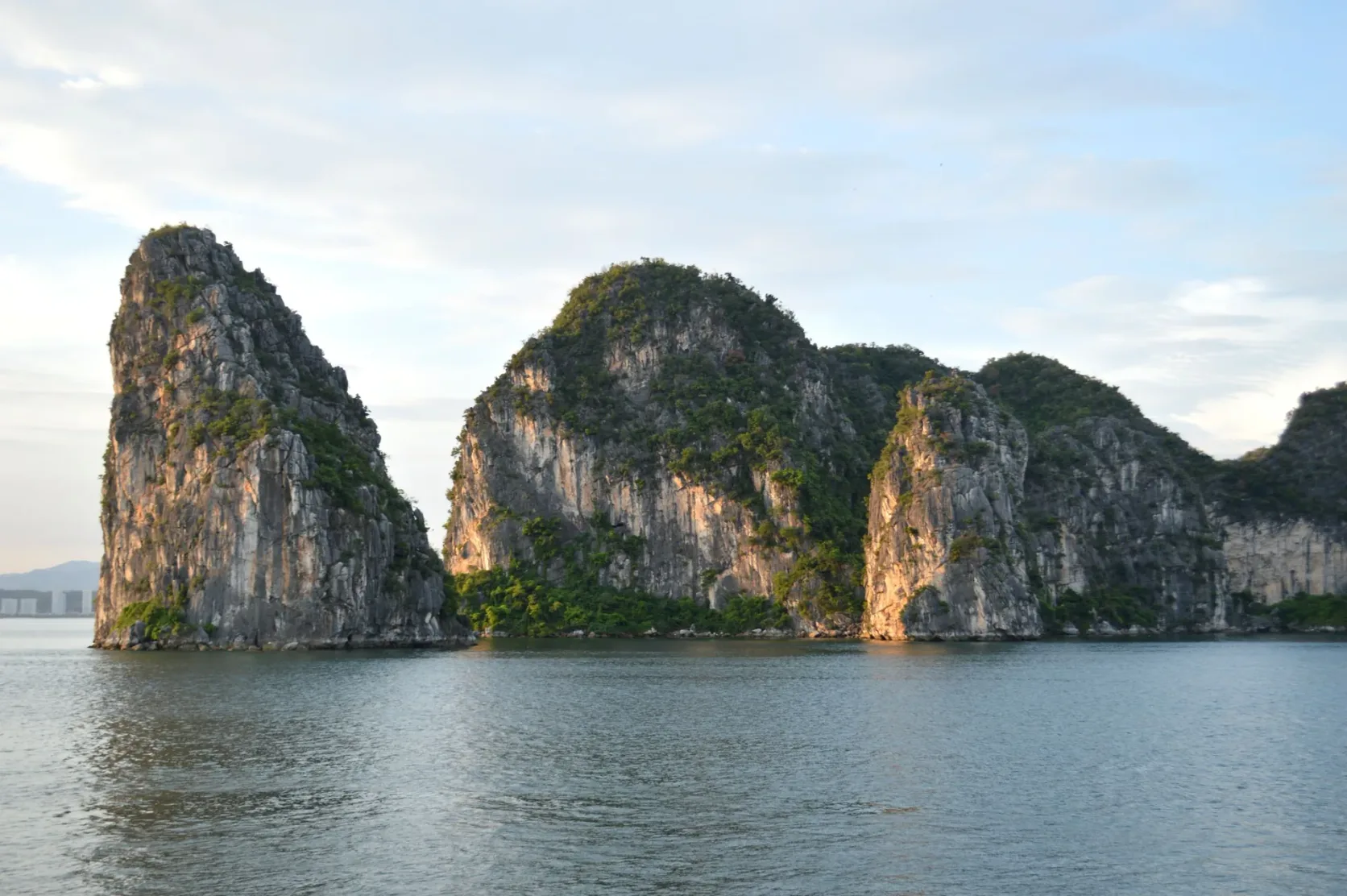 Limestone karsts in Ha Long Bay in the morning light.
