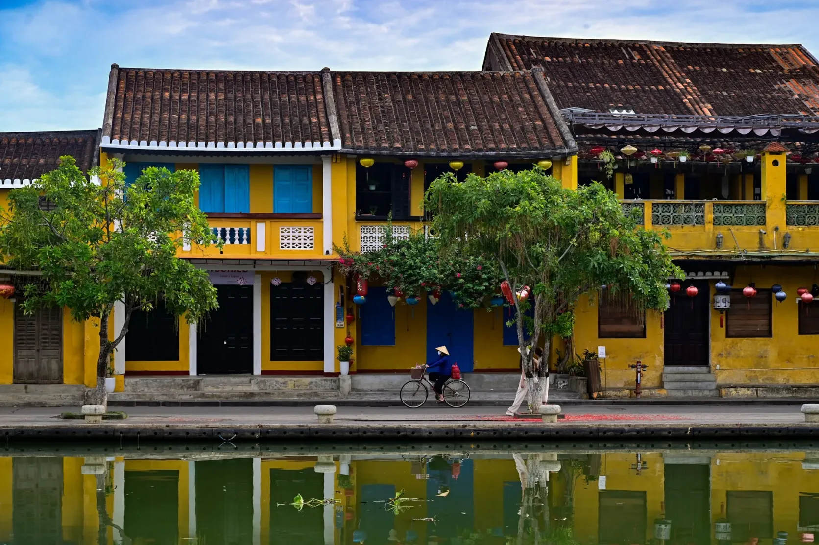 Old houses along the river in Hoi An.